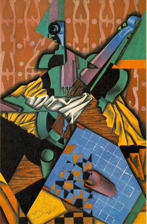 Juan Gris, The Violin and Checkerboard, Painting on canvas