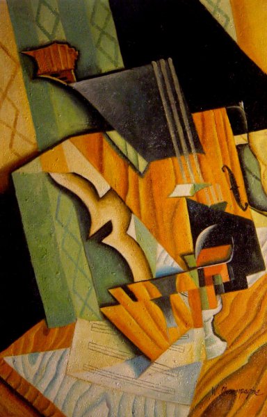 The Violin And Glass. The painting by Juan Gris