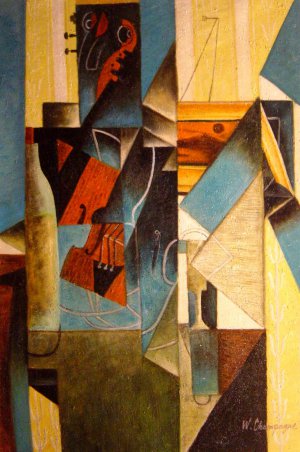 Juan Gris, Violin And Engraving, Painting on canvas