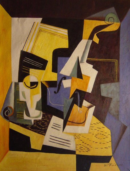 Violin and Glass. The painting by Juan Gris