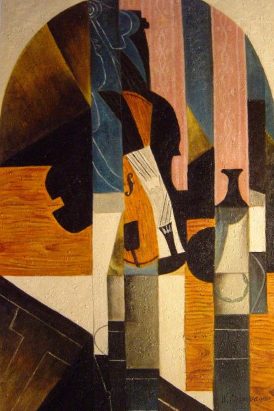 Violin And Ink Bottle On A Table. The painting by Juan Gris