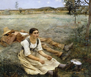 Jules Bastien-Lepage, Hay Making, Painting on canvas