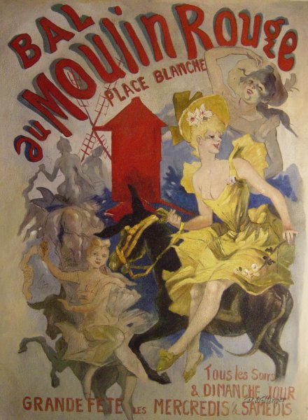 Bal au Moulin Rouge. The painting by Jules Cheret