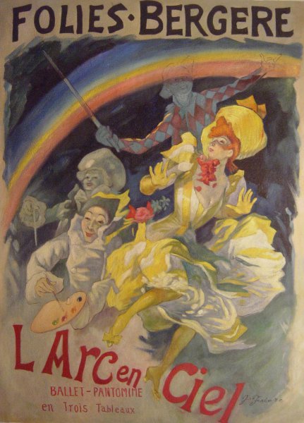 Folies-Bergere, L'Arc en Ciel. The painting by Jules Cheret