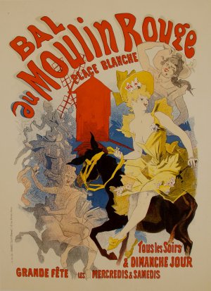 Famous paintings of Vintage Posters: The Bal au Moulin Rouge, Place Blanche, 1889 