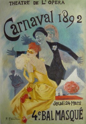 Jules Cheret, Theatre de L'Opera, Carnival, Painting on canvas