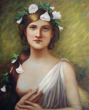 Reproduction oil paintings - Jules-Joseph Lefebvre - Young Woman With Morning Glories In Her Hair