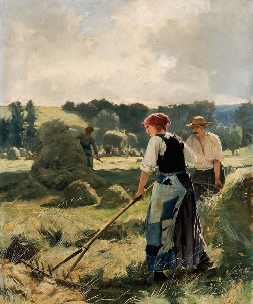 Haymaking. The painting by Julien Dupre