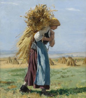 Julien Dupre, In the Fields, Painting on canvas