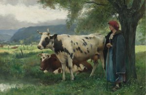 Julien Dupre, Peasant Woman with Cows, Art Reproduction