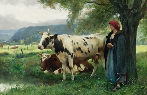 Reproduction oil paintings - Julien Dupre - Peasant Woman with Cows