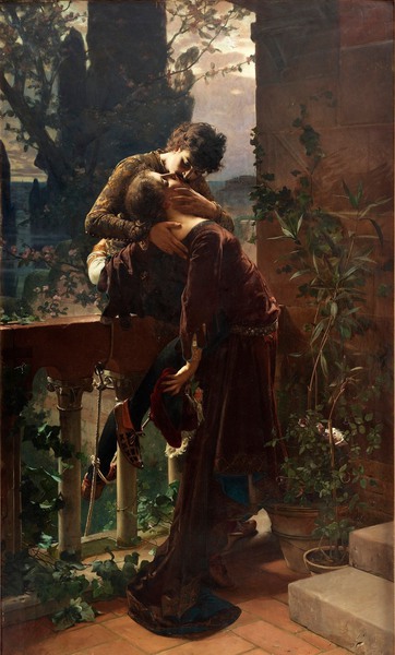 Romeo and Juliet on the Balcony. The painting by Julius Kronberg