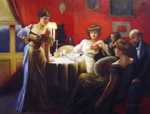 Reproduction oil paintings - Julius LeBlanc Stewart - A Supper Party