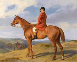Famous paintings of Horses-Equestrian: Huntsman in a Landscape