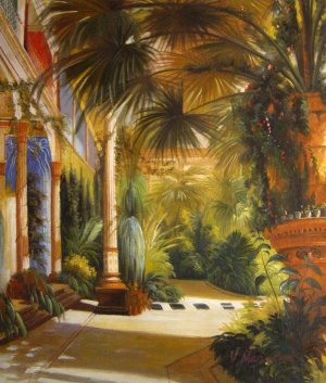 Karl Blechen, At The Palm House, Painting on canvas