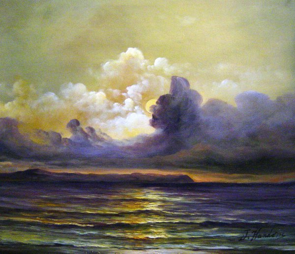 Sunset At Sea. The painting by Karl Blechen