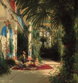 Karl Blechen, The Interior of the Palm House on the Pfaueninsel Near Potsdam, Painting on canvas