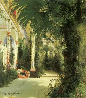 Karl Blechen, The Palm House of the Winter Palace in St. Petersburg, Painting on canvas