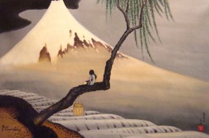 Katsushika Hokusai, Boy On Mt. Fuji, Painting on canvas