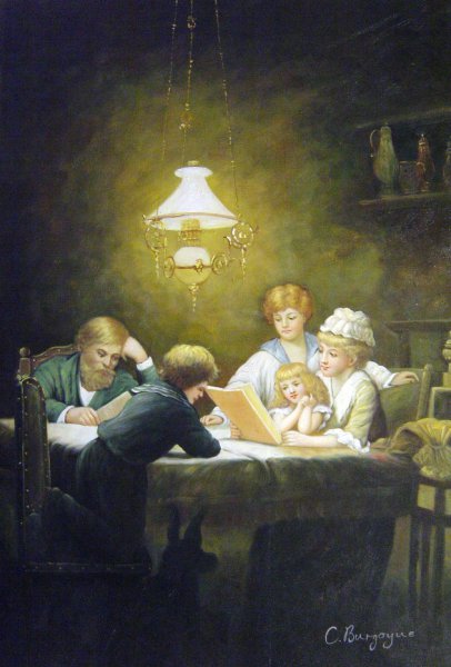 The Reading Lesson. The painting by Knut Ekwall