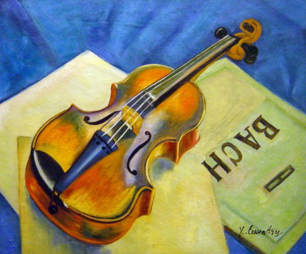 A Still Life With Violin. The painting by Kuzma Petrov-Vodkin
