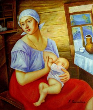 Kuzma Petrov-Vodkin, Mother, Painting on canvas