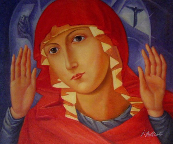 Our Lady - Tenderness Of Cruel Hearts. The painting by Kuzma Petrov-Vodkin