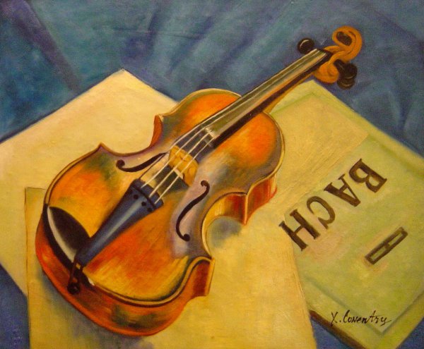 Still Life With Violin. The painting by Kuzma Petrov-Vodkin