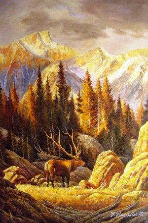 Elk Bull, L. Jacobsen, Art Paintings