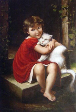 Reproduction oil paintings - Leon Jean Basile Perrault - Her Favorite Pet
