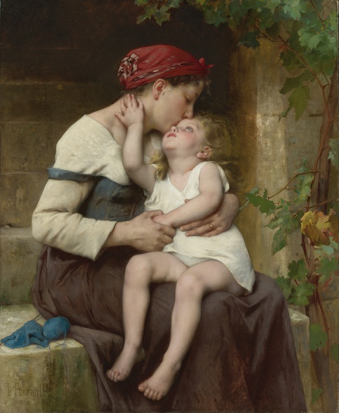 Mother with Child. The painting by Leon Jean Basile Perrault