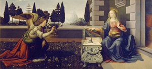 Leonardo Da Vinci, The Annunciation, Painting on canvas