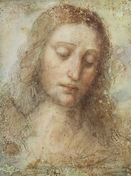 Head of Christ. The painting by Leonardo Da Vinci