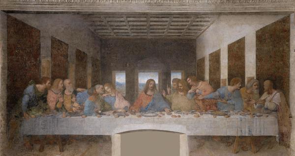 At the Last Supper. The painting by Leonardo Da Vinci