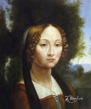 Leonardo Da Vinci, Portrait Of Ginevra de Benci, Painting on canvas