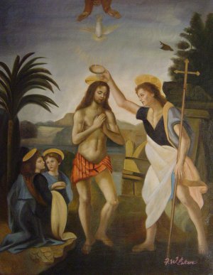 Leonardo Da Vinci, The Baptism Of Christ, Painting on canvas