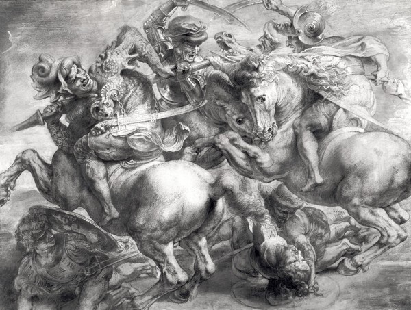 The Battle of Anghiari. The painting by Leonardo Da Vinci