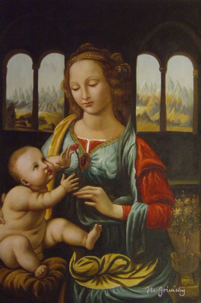 The Madonna Of The Carnation. The painting by Leonardo Da Vinci