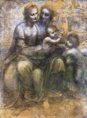 Leonardo Da Vinci, Virgin and Child with St. Anne and St. John the Baptist, Painting on canvas