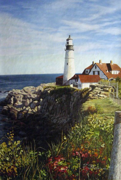 A Grand Lighthouse Vista. The painting by Our Originals