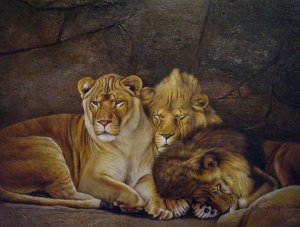 Reproduction oil paintings - Our Originals - Lion Family Resting
