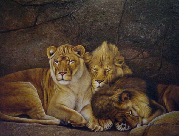 Lion Family Resting. The painting by Our Originals
