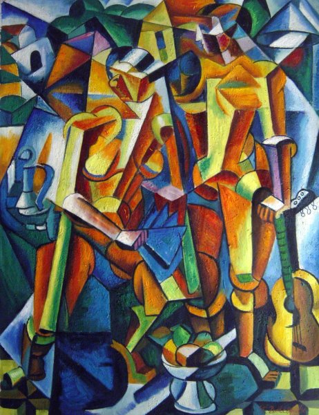 Composition With Figures. The painting by Liubov Sergeyevna Popova