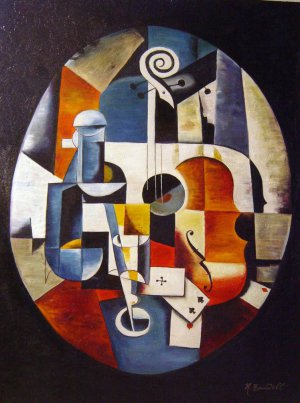 Liubov Sergeyevna Popova, Still Life With Violin, Painting on canvas