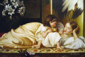 A Mother And Child, Lord Frederic Leighton, Art Paintings