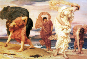 Lord Frederic Leighton, Greek Girls Picking up Pebbles by the Sea, Painting on canvas