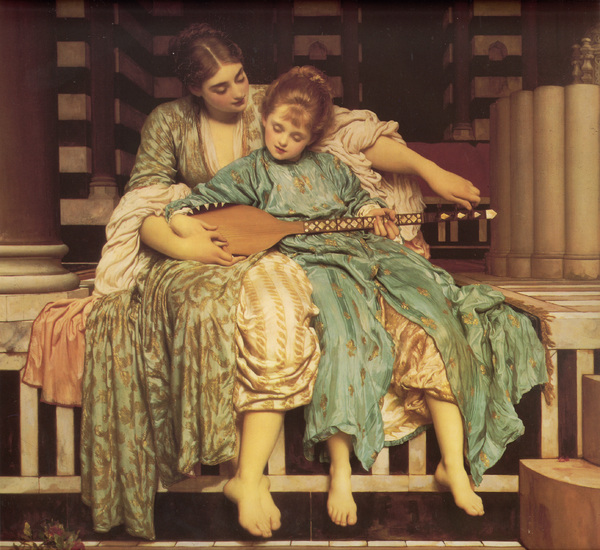 Music Lesson. The painting by Lord Frederic Leighton