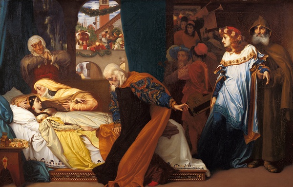 The Feigned Death of Juliet. The painting by Lord Frederic Leighton
