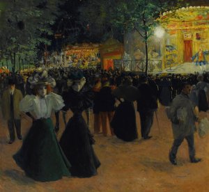 Louis Abel-Truchet, La Fete Forain, Place Pigalle, Painting on canvas