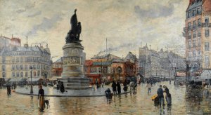 Reproduction oil paintings - Louis Abel-Truchet - Paris, La Place Clichy Apres la Pluie